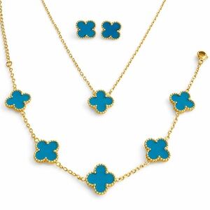 Blue Clover Jewelry Set 18k gold plated